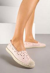 Różowe Espadryle Vices z Ażurową Cholewką i Plecionym Sznurkiem Arivoni. Czerwone espadryle damskie Renee, w ażurowe wzory, bez obcasa. Za 54.99 zł.