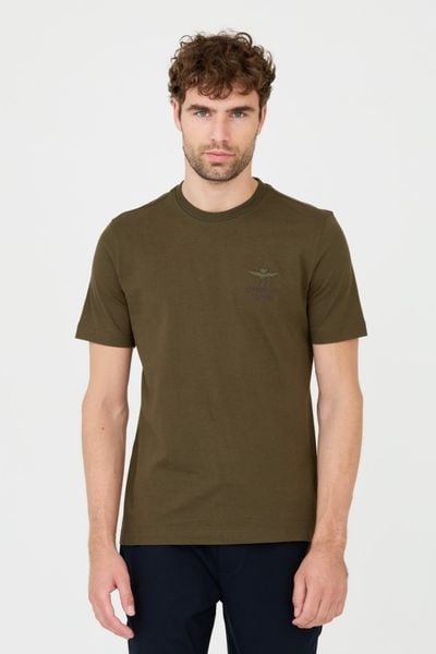 AERONAUTICA MILITARE Zielony bawełniany męski t-shirt, Rozmiar M. Zielone t-shirty męskie AERONAUTICA MILITARE, m, bez wzorów, z bawełny, bez kołnierzyka. W wyprzedaży za 190.99 zł.