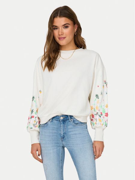 ONLY Bluza Brooke 15216364 Biały Regular Fit. Białe bluzy bez kaptura damskie Only, s, z bawełny. Za 129.99 zł.