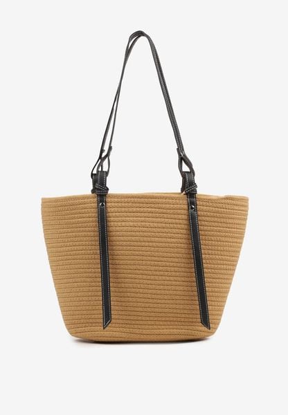 Ciemnobeżowa Szydełkowa Torebka Typu Shopper z Bawełny Mevonna. Brązowe shopper bag damskie Renee, bez wzorów, z bawełny, bez dodatków. Za 119.99 zł.