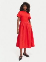 Tommy Hilfiger Sukienka codzienna WW0WW51148 Czerwony Regular Fit. Czerwone sukienki damskie Tommy Hilfiger, na co dzień, xs, bez wzorów, z bawełny, bez kołnierzyka, bez ramiączek, proste. Za 554.99 zł.