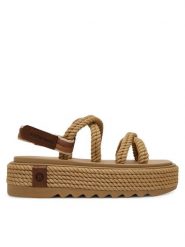 Bohonomad Sandały Tahiti TAH.0012.CPS Beżowy. Brązowe sandały damskie Bohonomad, bez wzorów, z materiału, bez obcasa, na płaskiej podeszwie. Za 299.99 zł.