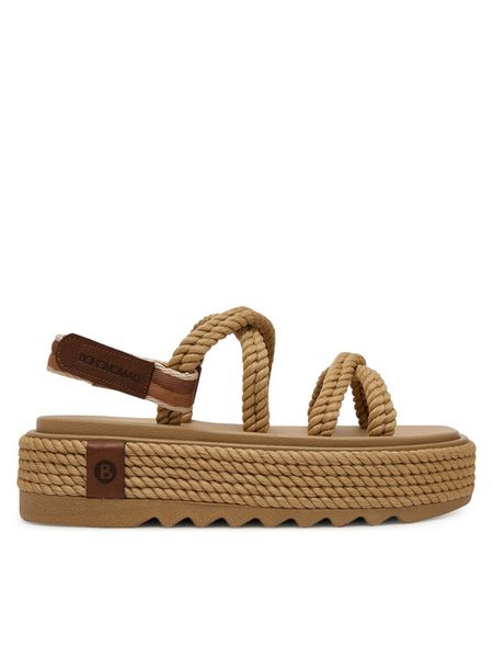 Bohonomad Sandały Tahiti TAH.0012.CPS Beżowy. Brązowe sandały damskie Bohonomad, bez wzorów, z materiału, bez obcasa, na płaskiej podeszwie. Za 299.99 zł.