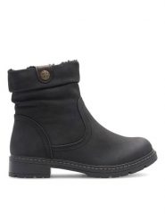Clara Barson Botki CORNY H221008 Czarny. Czarne botki damskie Clara Barson, ze skóry, bez obcasa, na płaskiej podeszwie, bez zapięcia. Za 159.99 zł.