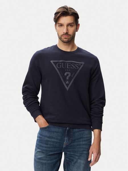 Guess Bluza M6YQ37 K4103 Granatowy Slim Fit. Niebieskie bluzy bez kaptura męskie Guess, m, z bawełny. Za 344.99 zł.