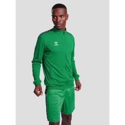 Bluza dresowa z poliestru zapinana na zamek błyskawiczny Hummel Authentic. Zielone bluzy bez kaptura męskie HUMMEL, z dresówki. Za 212.50 zł.