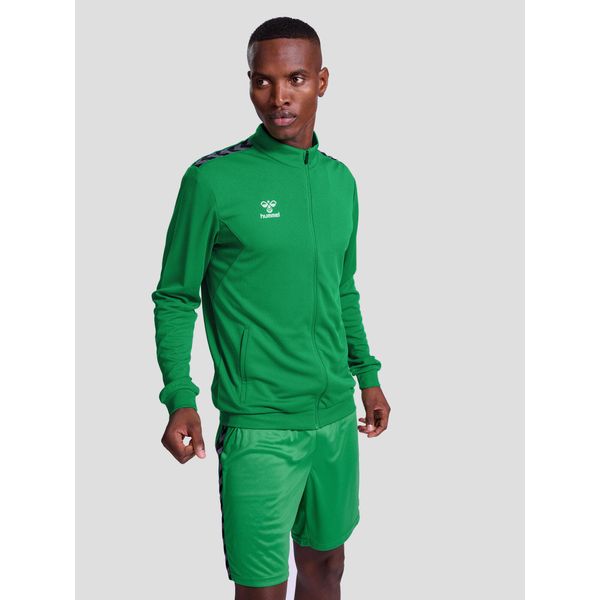 Bluza dresowa z poliestru zapinana na zamek błyskawiczny Hummel Authentic. Zielone bluzy bez kaptura męskie HUMMEL, z dresówki. Za 212.50 zł.