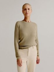 Josephine & Co Sweter "Lili" w kolorze szarobrązowym rozmiar: L. Brązowe swetry klasyczne damskie Josephine & Co, l, prążkowane, bez kołnierzyka. Za 179.64 zł.