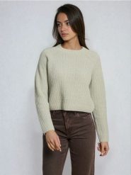 Prążkowany sweter - zielony. Zielone swetry klasyczne damskie Sinsay, l, prążkowane, bez kołnierzyka. Za 49.99 zł.