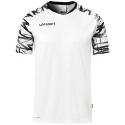 Koszulka Uhlsport Goal 25. Białe t-shirty sportowe męskie UHLSPORT, z materiału, bez ramiączek, do piłki nożnej. Za 159.00 zł.