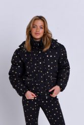 Elegancka kurtka puchowa - Shining Star. Czarne kurtki damskie OOSC, s, bez wzorów, z materiału, z kapturem. Za 1,592.99 zł.