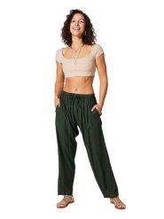 Aller Simplement Spodnie w kolorze ciemnozielonym rozmiar: 34-40. Zielone spodnie materiałowe damskie Aller Simplement, bez wzorów, z materiału, z podwyższonym stanem. Za 56.99 zł.