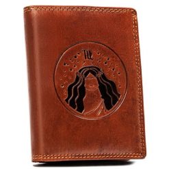 Duży, skórzany portfel męski z wytłoczonym znakiem zodiaku - Peterson. Portfele męskie Peterson, bez wzorów, ze skóry. Za 56.00 zł.