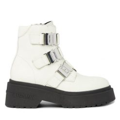 Botki Tommy Jeans. Botki damskie Tommy Jeans, z jeansu, bez obcasa, na płaskiej podeszwie, bez zapięcia. Za 429.99 zł.