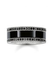 Thomas Sabo Srebrny pierścionek z cyrkoniami i onyksami rozmiar: 52. Szare pierścionki damskie thomas sabo, z cyrkonią, srebrne. Za 316.24 zł.