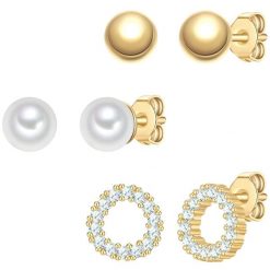 Yokoamii Kolczyki z pozlacanego mosiadzu z perla cyrkoniowa (synth.) 1 ct Damski. Białe kolczyki damskie Yokoamii, z cyrkonią, pozłacane, na sztyftcie. Za 159.99 zł.