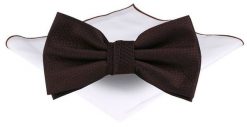 Mucha Męska z Poszetką - Chattier - Głęboki Brąz. Krawaty i muchy męskie Chattier, bez wzorów, eleganckie. Za 65.00 zł.