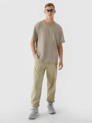 4F Spodnie dresowe oversize męskie - oliwkowe/khaki 3XL. Brązowe spodnie dresowe męskie 4f, bez wzorów, z bawełny. W wyprzedaży za 79.99 zł.