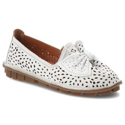 Białe Półbuty Artiker Wsuwane Obuwie Damskie. Białe półbuty damskie Artiker, w ażurowe wzory, eleganckie, bez obcasa. Za 259.00 zł.