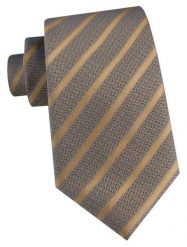 Męski Krawat - Odcienie Beżu i Złota, Prążki - Alties. Żółte krawaty i muchy męskie Alties, bez wzorów, z tkaniny, eleganckie. Za 55.00 zł.
