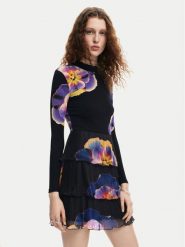 Desigual Sukienka codzienna Pansee Lacroix 24WWVK34 Czarny Regular Fit. Czarne sukienki damskie Desigual, na co dzień, m, bez wzorów, z syntetyku, bez kołnierzyka, bez ramiączek, proste. Za 269.99 zł.