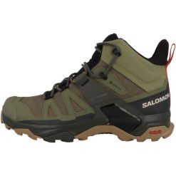 Buty trekkingowe męskie Salomon Ultra 4 Mid Gtx. Zielone buty trekkingowe męskie Salomon, z materiału, za kostkę, bez zapięcia, trekkingowe. Za 896.00 zł.