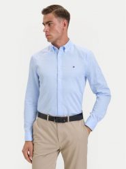 Tommy Hilfiger Koszula Flex Dobby MW0MW44570 Niebieski jasny Slim Fit. Niebieskie koszule męskie Tommy Hilfiger, m, bez wzorów, z bawełny, bez kołnierzyka, bez ramiączek. Za 369.99 zł.
