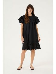 CULTURE Sukienka w kolorze czarnym rozmiar: M. Czarne sukienki damskie Culture, m, bez wzorów, z bawełny, bez kołnierzyka, bez ramiączek, midi, rozkloszowane. Za 173.99 zł.