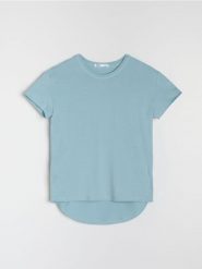 Koszulka sportowa basic - błękitny. Niebieskie bluzki sportowe damskie Sinsay, l, bez wzorów, bez ramiączek. Za 25.99 zł.
