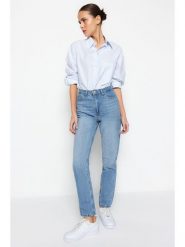 Trendyol Dżinsy - Regular fit - w kolorze niebieskim rozmiar: 36. Niebieskie jeansy damskie Trendyol, z podwyższonym stanem. Za 86.99 zł.