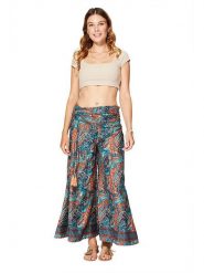 Aller Simplement Spodnie w kolorze granatowo-turkusowo-czerwonym rozmiar: 34-40. Niebieskie spodnie materiałowe damskie Aller Simplement, bez wzorów, z materiału, klasyczne, z podwyższonym stanem. Za 56.99 zł.