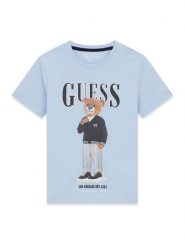 Guess T-Shirt L6GI09 K8HM4 Błękitny Regular Fit. Niebieskie t-shirty chłopięce Guess, z aplikacjami, z bawełny, bez ramiączek. Za 119.99 zł.