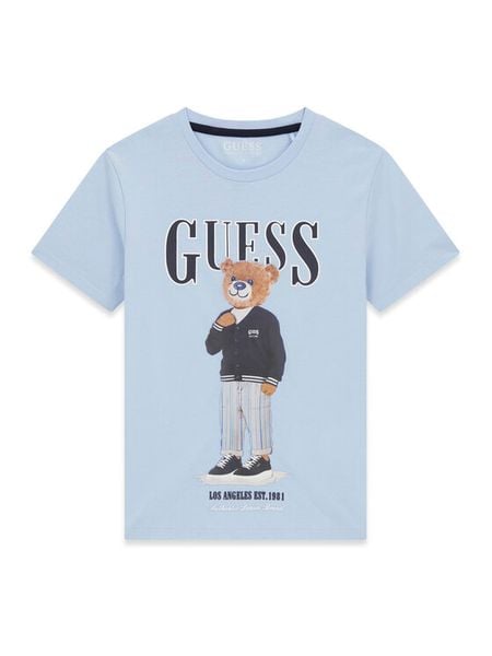 Guess T-Shirt L6GI09 K8HM4 Błękitny Regular Fit. Niebieskie t-shirty chłopięce Guess, z aplikacjami, z bawełny, bez ramiączek. Za 119.99 zł.