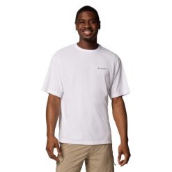 T-shirt sportowy z krótkim rękawem męski Cedar Trail Back Graphic Tee. Białe t-shirty męskie Columbia, m, bez wzorów, z elastanu, bez kołnierzyka. Za 119.99 zł.