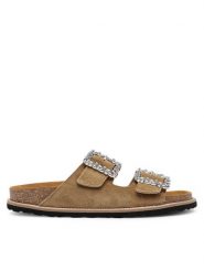 Pollini Klapki SA28373G0MTF0209 Khaki. Brązowe klapki damskie Pollini, bez wzorów, ze skóry, bez obcasa. Za 809.99 zł.