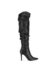 DeeZee Kozaki HY197-12 Czarny. Czarne kozaki damskie DeeZee, z materiału, bez obcasa, na szpilce. Za 249.99 zł.