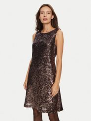 DKNY Sukienka koktajlowa DD4HZB44 Brązowy Slim Fit. Brązowe sukienki damskie DKNY, bez wzorów, z syntetyku, wizytowe, bez kołnierzyka, bez ramiączek. Za 409.99 zł.