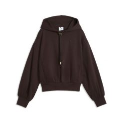 Damska dzianinowa bluza z kapturem HER o luźnym kroju PUMA. Brązowe bluzy sportowe damskie Puma, xs, bez wzorów, z bawełny, bez ramiączek, długie, z kapturem. Za 269.00 zł.