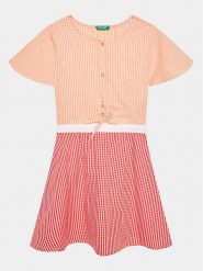 United Colors Of Benetton Sukienka codzienna 47KTCV01B Pomarańczowy Regular Fit. Brązowe sukienki dziewczęce United Colors Of Benetton, bez wzorów, z bawełny, bez ramiączek. Za 99.99 zł.