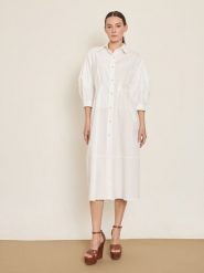 BGN Sukienka w kolorze białym rozmiar: 38. Białe sukienki damskie BGN, na imprezę, bez wzorów, bez kołnierzyka, bez ramiączek, midi. Za 143.99 zł.