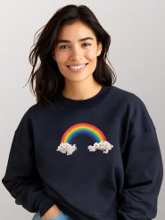 WOOOP Bluza "Candy rainbow" w kolorze granatowym rozmiar: S. Niebieskie bluzy bez kaptura damskie Wooop, s, z bawełny. Za 109.78 zł.