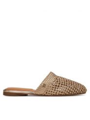 Tommy Hilfiger Klapki Crochet Metallic Leather Mule FW0FW08606 Złoty. Żółte klapki damskie Tommy Hilfiger, bez wzorów, ze skóry, bez obcasa. Za 589.99 zł.
