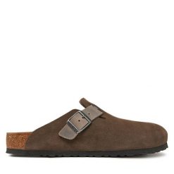 Klapki Birkenstock. Brązowe klapki i japonki męskie Birkenstock, z zamszu. Za 499.99 zł.
