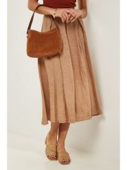 Le Monde du Lin Lniana spódnica w kolorze jasnobrązowym rozmiar: 38/40. Brązowe spódniczki damskie Le Monde du Lin, bez wzorów, ze lnu, klasyczne, z standardowym stanem, midi, rozkloszowane. Za 130.99 zł.