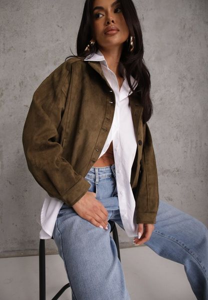 Ciemnobeżowa Kurtka Bomber Jacket Ozdobiona Guzikami Quilimi. Zielone kurtki damskie Renee, l, bez wzorów, bez kaptura. Za 189.99 zł.