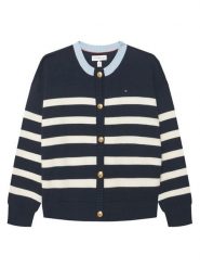 Tommy Hilfiger Kardigan Nautical Stripes KG0KG09696 Biały Regular Fit. Białe swetry dziewczęce Tommy Hilfiger, bez wzorów, z bawełny, bez kołnierzyka. Za 369.99 zł.