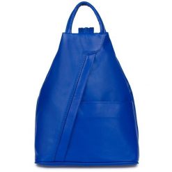 Plecak skórzany Vera Pelle T52 chabrowy. Niebieskie plecaki męskie bez wzorów. Za 241.90 zł.