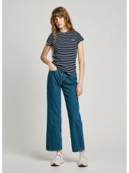 Pepe Jeans Koszulka "Meribel" w kolorze granatowo-białym rozmiar: S. Niebieskie bluzki damskie Pepe Jeans, s, bez wzorów, z jeansu, bez kołnierzyka, bez ramiączek. Za 114.17 zł.
