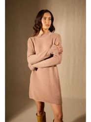 Perfect Cashmere Kaszmirowa sukienka "Lyamia" w kolorze beżowym rozmiar: S. Brązowe sukienki damskie Perfect Cashmere, na co dzień, s, bez wzorów, z kaszmiru, bez kołnierzyka, bez ramiączek, midi, proste. Za 367.22 zł.