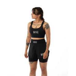 Szorty treningowe 2 w 1 dla kobiet Metal Boxe. Czarne spodenki sportowe damskie METAL BOXE, xs, z materiału, na fitness i siłownię. Za 240.50 zł.